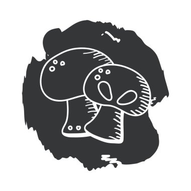 Mantar mantarı el çizimi ve blok biçim ikon vektör tasarımı