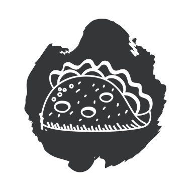 Taco el çizimi ve blok biçim ikon vektör tasarımı