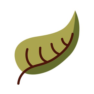 eğri çizgisi olan sonbahar yaprağı ve biçim ikonu vektör tasarımını doldur