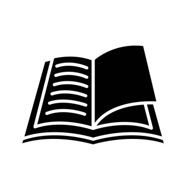 Kitap siluet biçimi simgesini aç izole vektör tasarımı