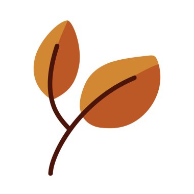 İki oval yaprak çizgisine sahip yaprak ve biçim ikon vektör tasarımını doldur