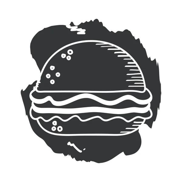 Desenho mão hambúrguer e design de vetor ícone estilo bloco —  Vetores de Stock