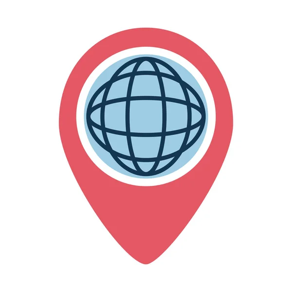Digital marketing global sphere in gps mark flat style icon vector design — Stock Vector