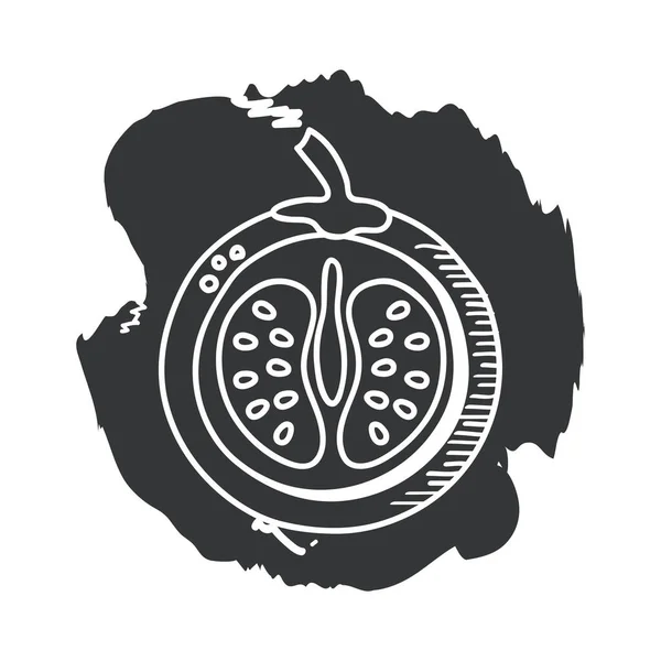 Tomate vegetal mano dibujar y bloque estilo icono vector diseño — Vector de stock