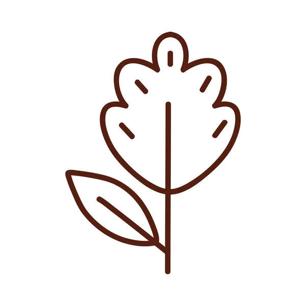 Växtlöv med två blad linje stil ikon vektor design — Stock vektor