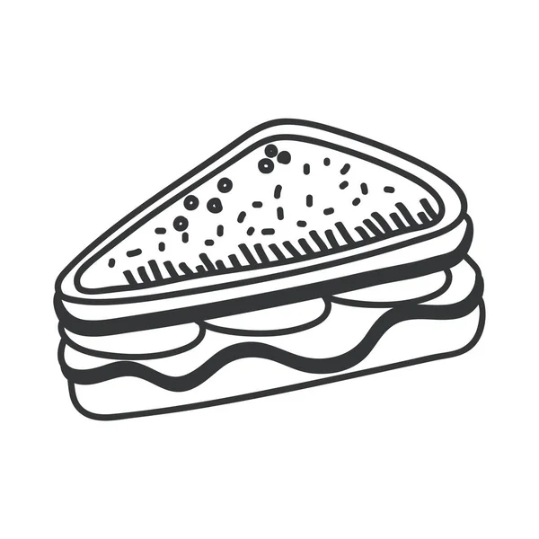 Triángulo sándwich mano dibujar y línea estilo icono vector diseño — Vector de stock