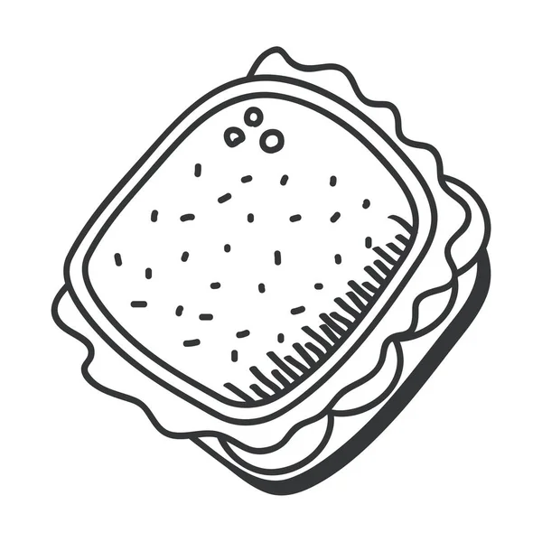 Desenho mão sanduíche e design de vetor ícone de estilo de linha — Vetor de Stock