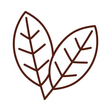 İki yapraklı yaprak çizgi biçim ikonu izole vektör tasarımı