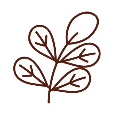 Beş oval yaprak çizgisi biçim vektör tasarımlı yaprak