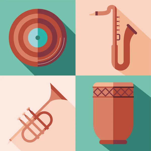 Instrumentos de música ícone conjunto vetor design —  Vetores de Stock