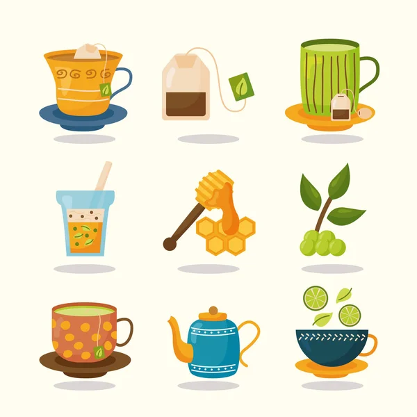 Tea icon set vector design — Stock Vector