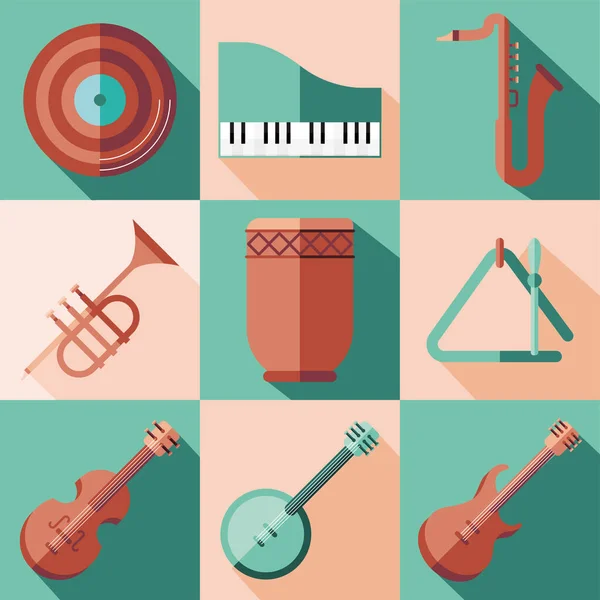 Instrumentos de música design de vetor coleção ícone —  Vetores de Stock