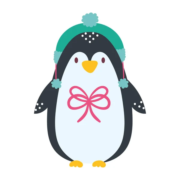Mutlu Noel 'in sevimli penguen hayvanı — Stok Vektör