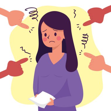 Zorbalık mağduru, kağıt çarşaflı genç bir kadın.