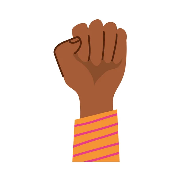 Afro hand fist protesting icon — Stock Vector
