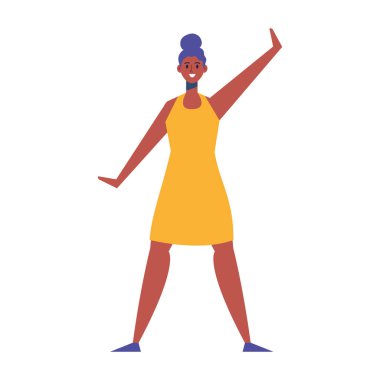 Şirin, mutlu, afro kadın karakteri