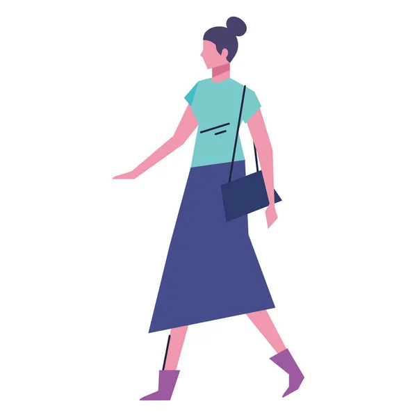 Elegant young woman walking character — Stock Vector
