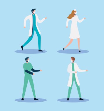 Bir grup doktor tıbbi maske takıyor.