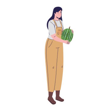 Çiftçi kadın karpuz avatar karakteri kaldırıyor