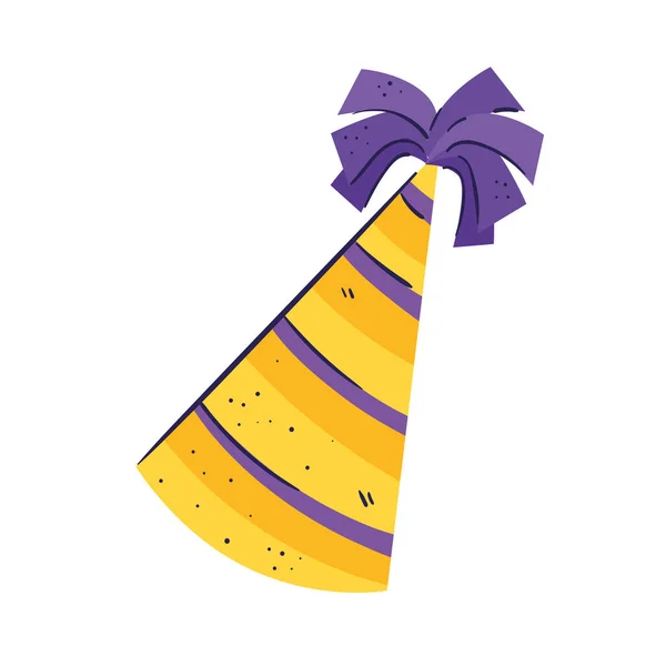 Gelbe Geburtstagsfeier Hut-Symbol — Stockvektor