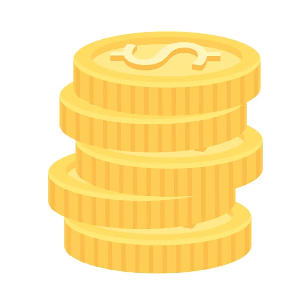 Pila monedas dinero iconos de dólares — Vector de stock