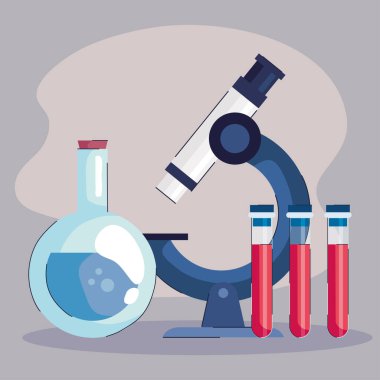 tüp test laboratuvar simgesi ile mikroskop