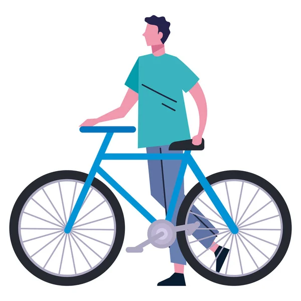 一个骑自行车的年轻人 — 图库矢量图片