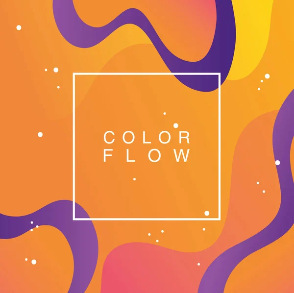 Levendige kleur stroom met vierkante frame achtergrond — Stockvector
