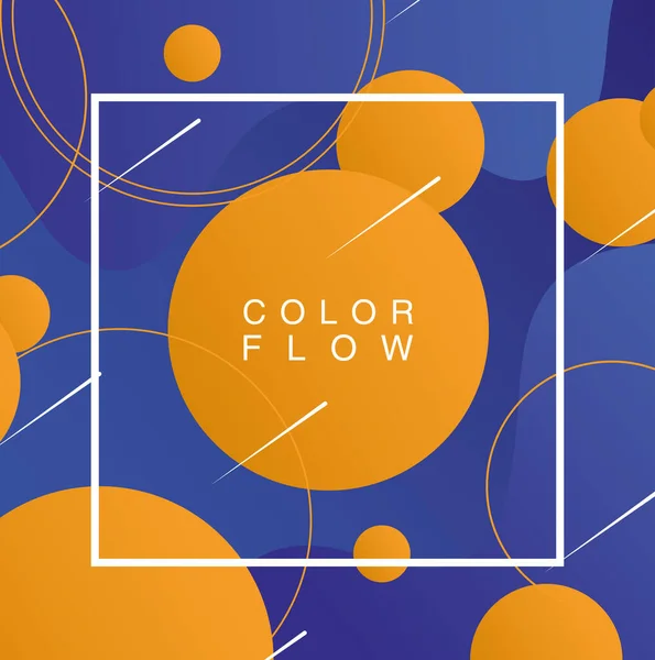 Levendige kleur stroom met vierkante frame achtergrond poster template — Stockvector