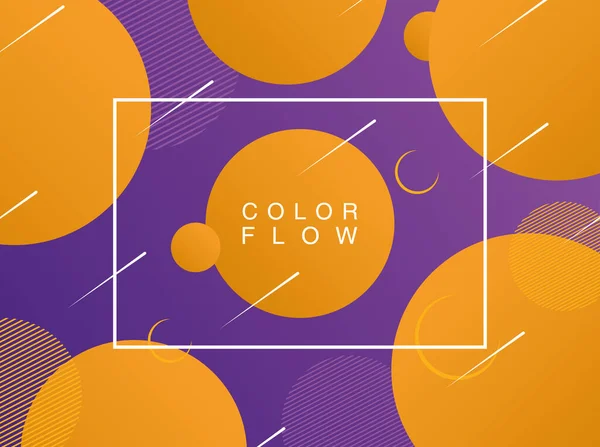 Levendige kleur stroom met rechthoek frame achtergrond poster template — Stockvector