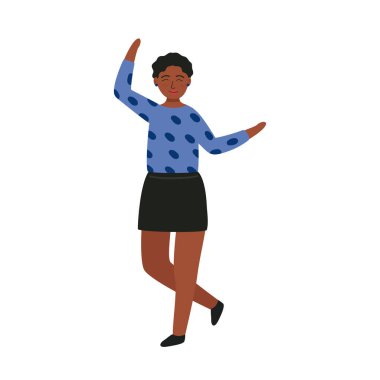 Kısa saçlı afro genç kadın.