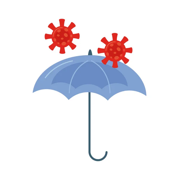 Covid19 σωματίδια ιού με προστασία ομπρέλας — Διανυσματικό Αρχείο