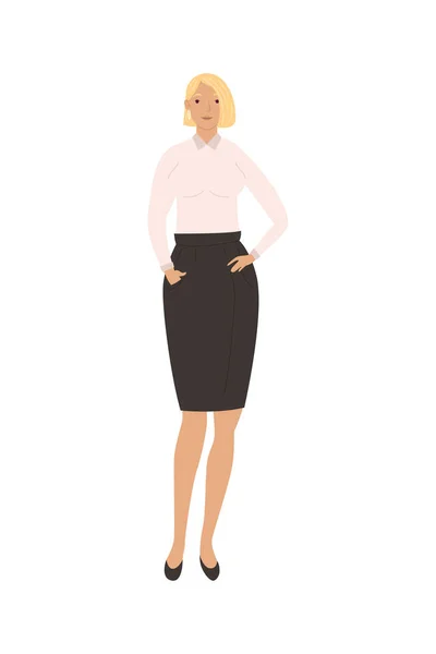 Blond jeune femme d'affaires debout avatar personnage — Image vectorielle