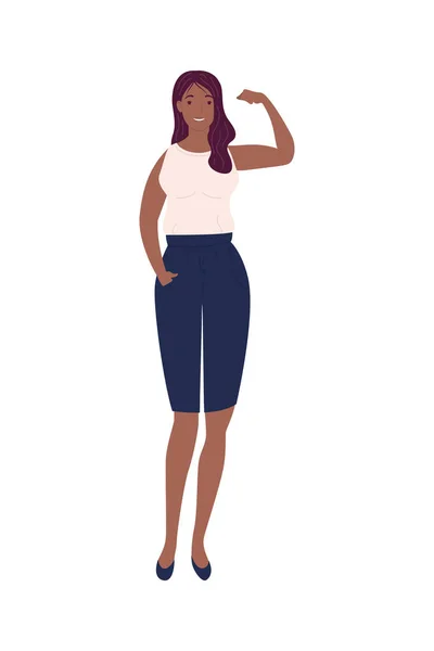 Afro forte jeune femme debout avatar personnage — Image vectorielle