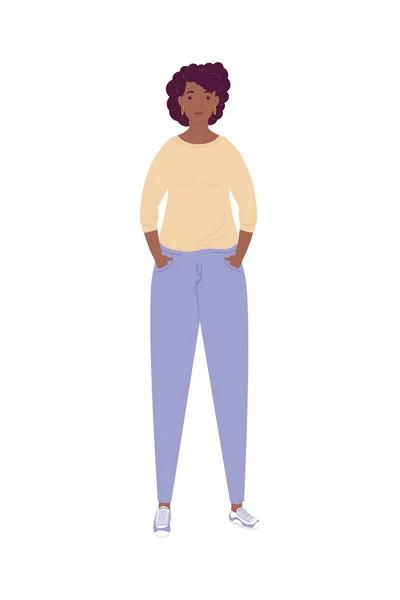 Afro jeune femme debout avatar personnage — Image vectorielle