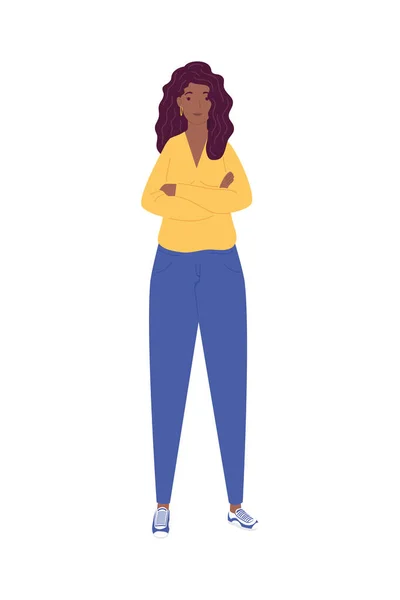 Afro femme debout avatar personnage — Image vectorielle