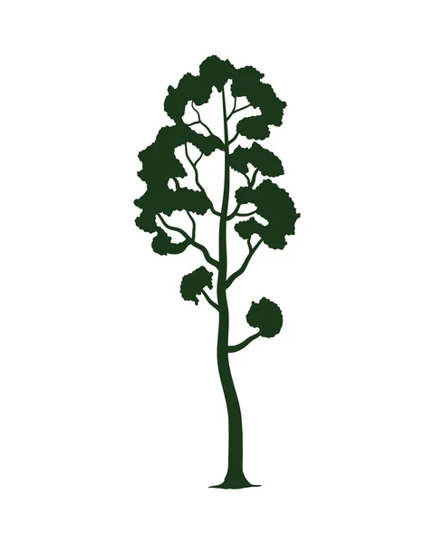 Árvore verde ícone floresta silhueta fina — Vetor de Stock