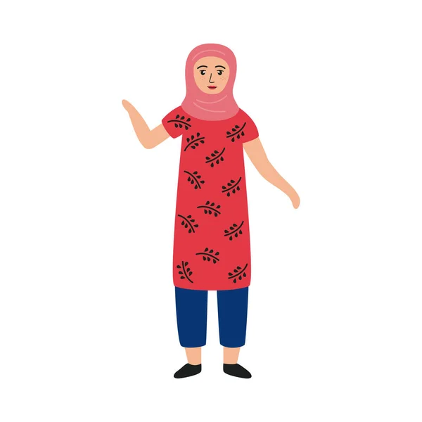 Donna musulmana personaggio avatar in piedi — Vettoriale Stock