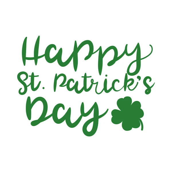 Happy saint patricks day lettering with clover — Stock Vector
