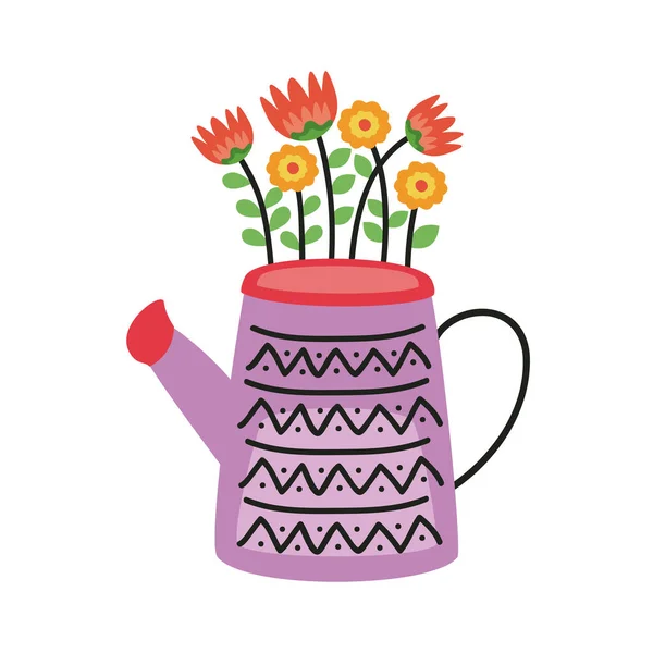 Flores decoración del jardín en el icono de rociadores — Vector de stock