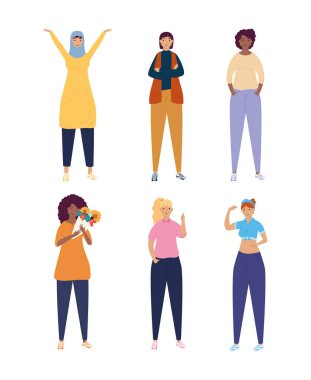 çeşitli kadın karakterler grubu