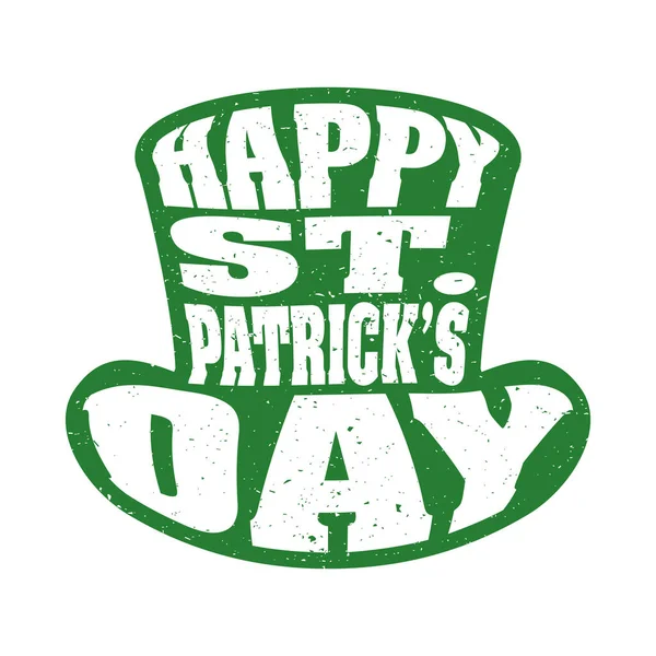 Heureux saint patricks jour lettrage dans leprechaun tophat silhouette — Image vectorielle