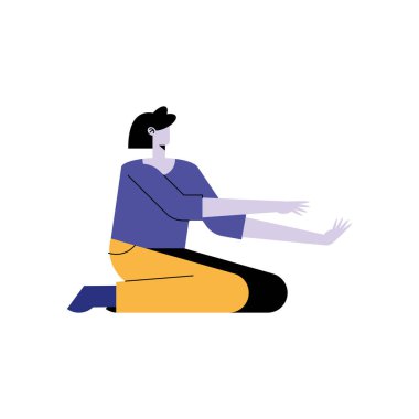 Yerde oturan genç bir kadın.