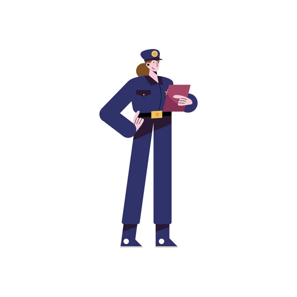 Jovem polícia mulher avatar personagem — Vetor de Stock