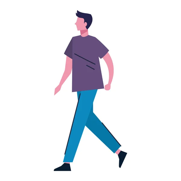 Joven caminando carácter avatar — Vector de stock