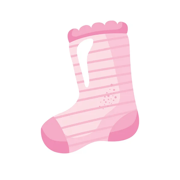 Pink sock baby accessory icon — Stock Vector