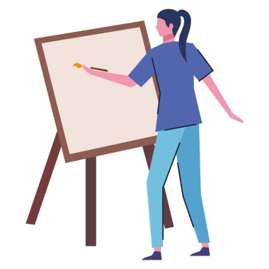 Resim çizen genç bir kadın