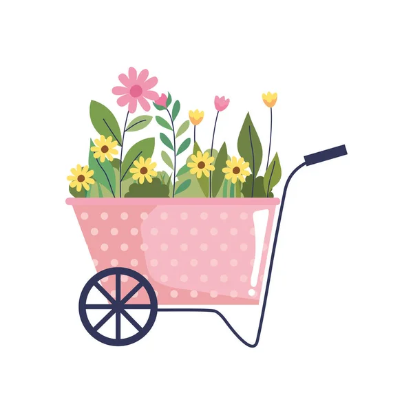 Krásná květinová zahrada na kolečkách — Stockový vektor