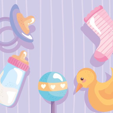 Çevrede beş tane bebek duş ikonu