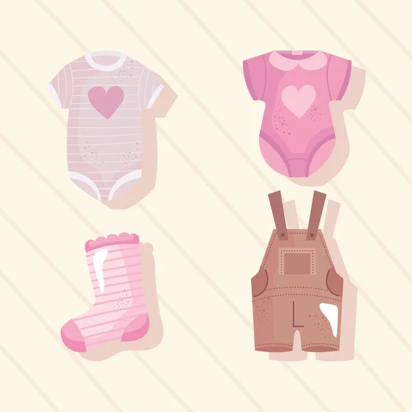 Pacote de quatro ícones de conjunto de chuveiro do bebê —  Vetores de Stock